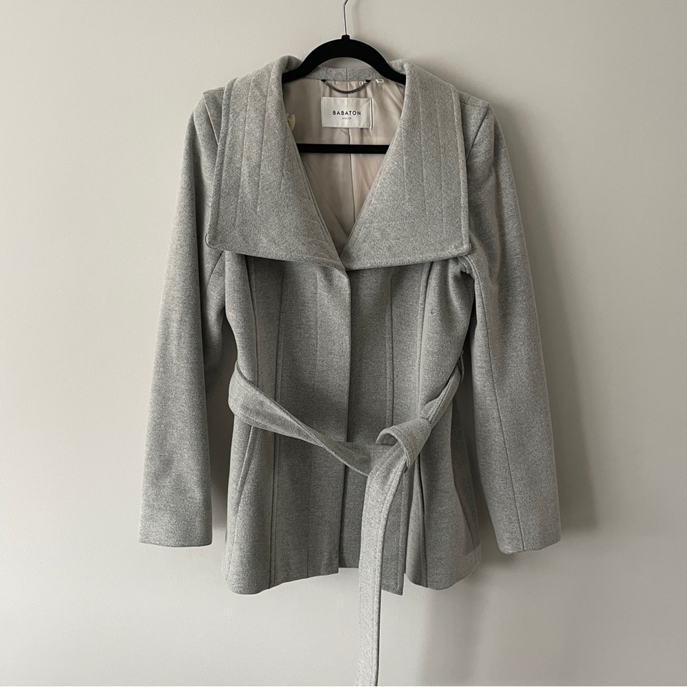 Aritzia Wilfred Connor Grey Wool Cashmere Coat Womens Medium - Picture 2 of 7